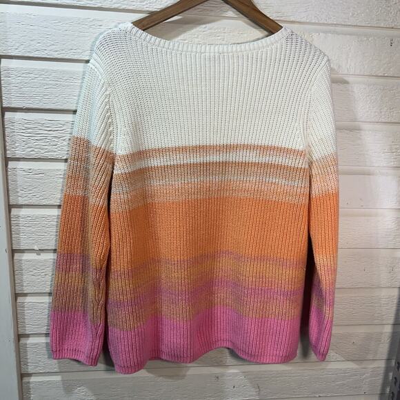 Talbots XXL SHAKER STITCH BATEAU NECK SWEATER SPRING OMBRÉ Pink plus size 2XL - Picture 6 of 8